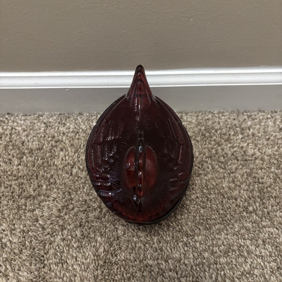 Cracker Barrel Ruby Red Hen On Nest Lidded Bowl Candy Dish 7” Country Cottage - Picture 3 of 6